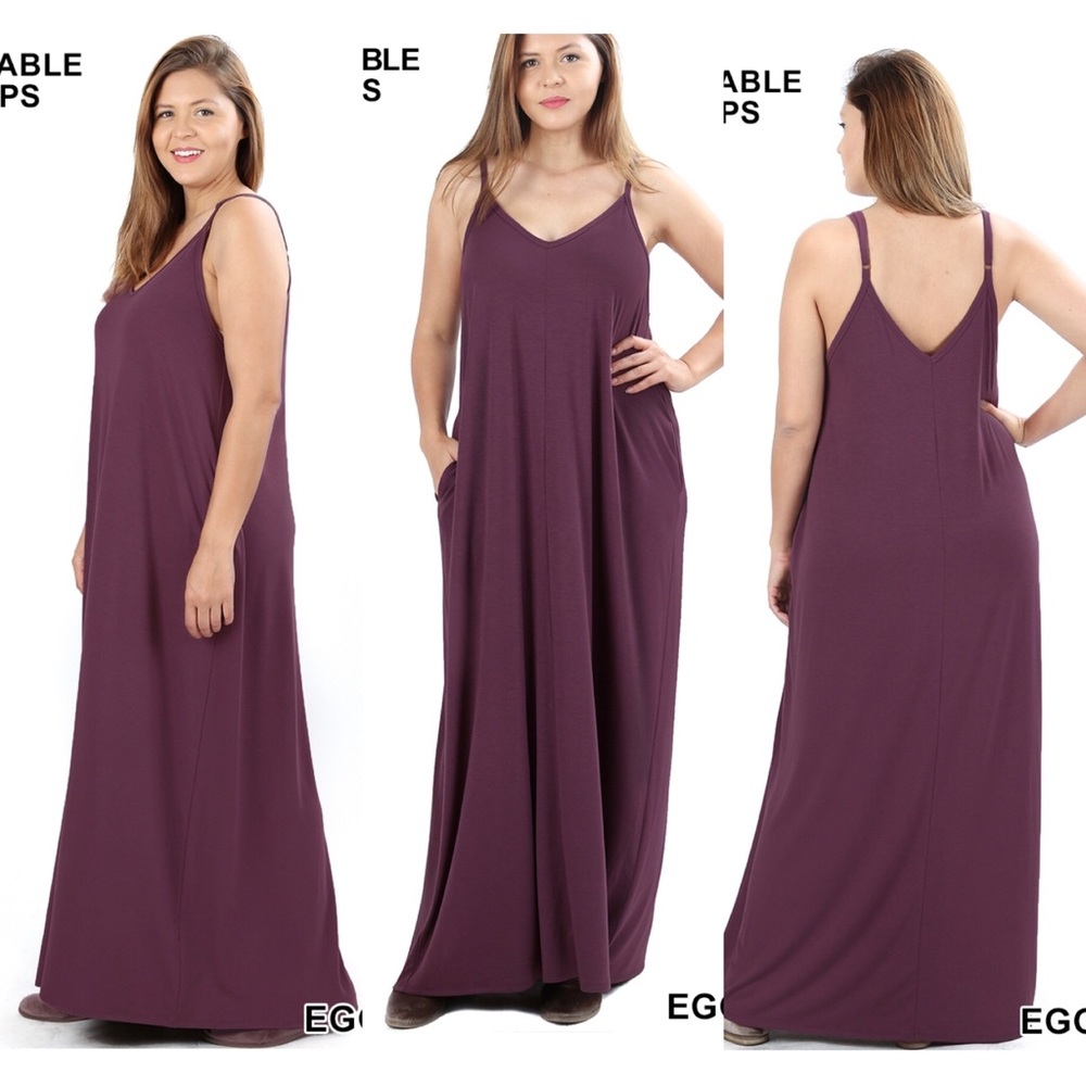 V-Neck Cami Maxi Dress (PLUS SIZES) - Picture 1 of 5